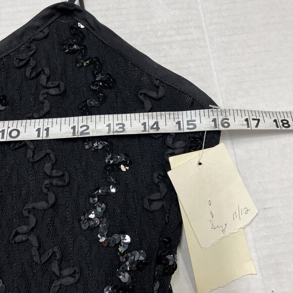 Vintage Ala Carte Y2K Dress 12 Black Sequin Asymmetric Layer Mesh Whimsy Hoco - Picture 14 of 15